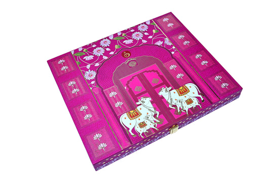 Classic Pichwai Silver Coin Box