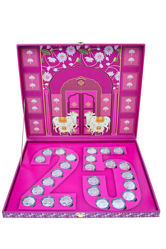 Classic Pichwai Silver Coin Box