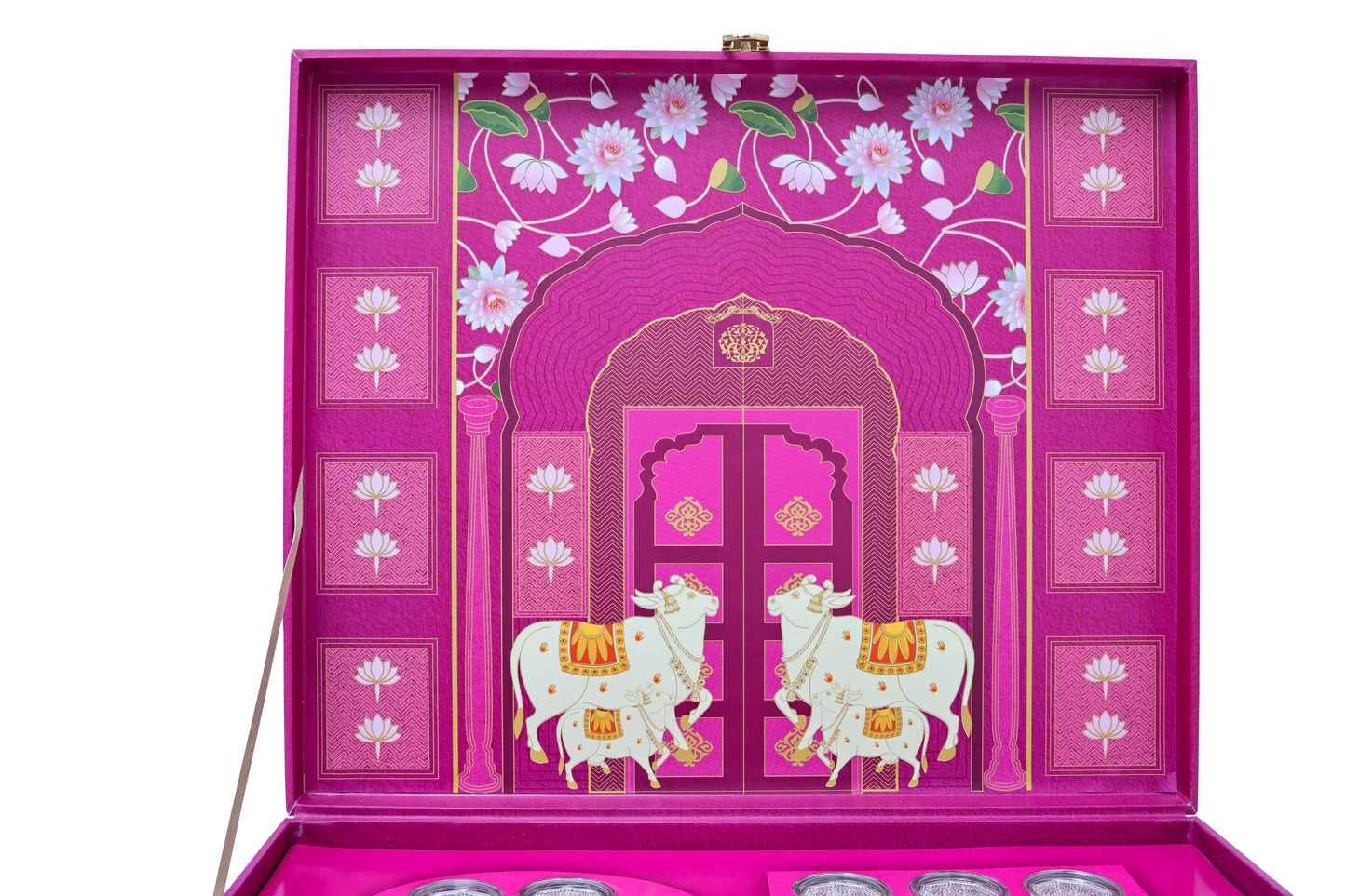Classic Pichwai Silver Coin Box